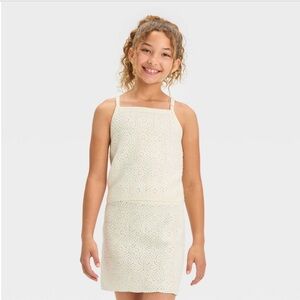 Girls' Crochet Knit Granny Square Tank Top - Art Class™ White M